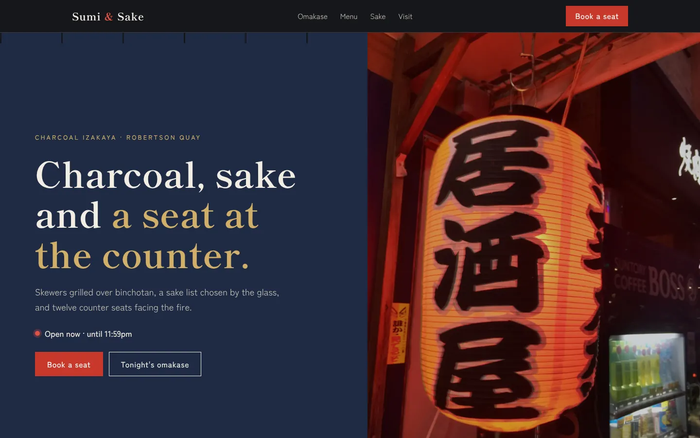 The Noren style shown on Sumi & Sake, a charcoal izakaya